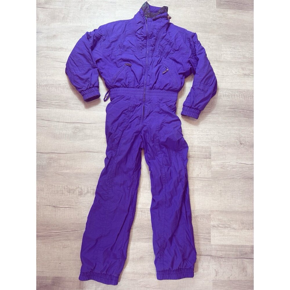 Vintage 80s Tyrolia Reversible Ski Suit Womens One Piece Snowsuit Snow Bib Sz 10